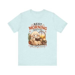 Best Morning Routine Christian T-shirt with Bible coffee and sheep design