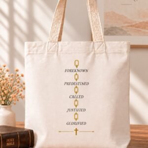 Black Golden Chain of Redemption Christian tote bag with front and back designs